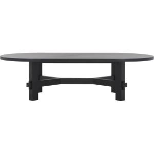 SAFAVIEH Couture Collection Tabytha Farmhouse Natural Solid Wood Oval Coffee Table(Black)