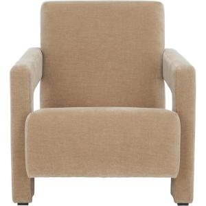 SAFAVIEH Couture Collection Taylor Modern Navy Velvet Upholstered Accent Chair (Fully Assembled)(Light Brown)