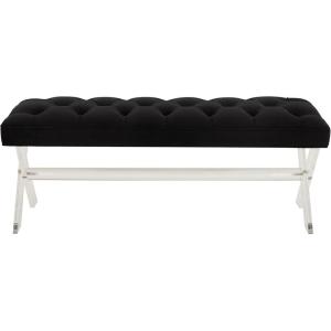 SAFAVIEH Couture Collection Tourmaline Black Velvet Tufted Acrylic X-Leg Bench