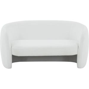 SAFAVIEH Couture Collection Zhao White Linen Curved Loveseat(White)