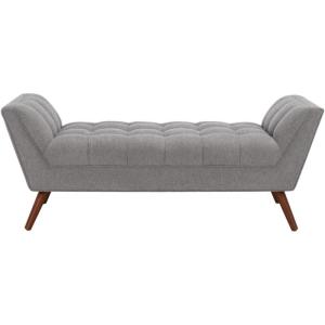 SAFAVIEH Couture Home Collection Damian Mid-Century Light Grey Linen Tufted Living Room Bedroom Dining Foyer Entryway Ottoman Bench(Light Grey)