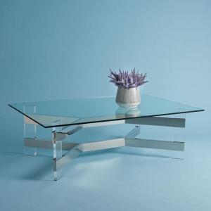 SAFAVIEH Couture Home Collection Eugene Silver/Clear Acrylic Rectangle Coffee Table
