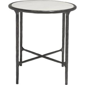 SAFAVIEH Couture Home Collection Jessa Brass Metal/White Marble Top Round End Table (Fully Assembled)(Black/White)