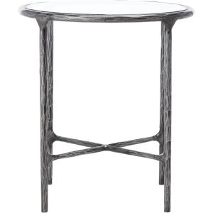 SAFAVIEH Couture Home Collection Jessa Brass Metal/White Marble Top Round End Table (Fully Assembled)(Silver)