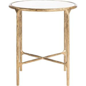 SAFAVIEH Couture Home Collection Jessa Brass Metal/White Marble Top Round End Table (Fully Assembled)(White / Brass)