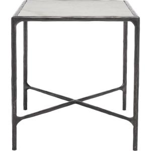 SAFAVIEH Couture Home Collection Jessa Brass Metal/White Marble Top Square End Table (Fully Assembled)(Black/White)