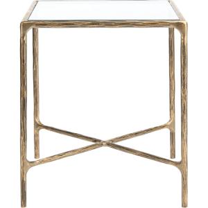 SAFAVIEH Couture Home Collection Jessa Brass Metal/White Marble Top Square End Table (Fully Assembled)(Brass)