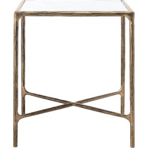 SAFAVIEH Couture Home Collection Jessa Brass Metal/White Marble Top Square End Table (Fully Assembled)(White / Brass)