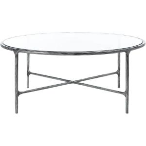 SAFAVIEH Couture Home Collection Jessa Silver Metal/Tempered Glass Top Round Coffee Table (Fully Assembled)(Silver)