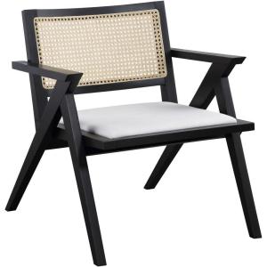 SAFAVIEH Couture Home Collection Krystine Coastal Black Rattan Back Living Room Dining Accent Chair SFV4131A(Black)