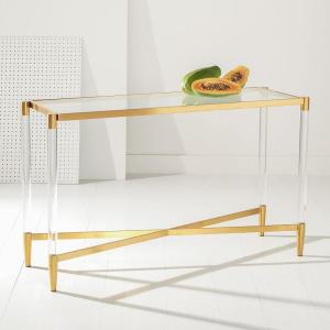 SAFAVIEH Couture Home Collection Kyla Glam Gold Acrylic Entryway Foyer Living Room Console Table