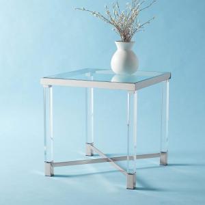 SAFAVIEH Couture Home Collection Shawna Acrylic/ Silver Living Room Bedroom Foyer Side End Accent Table(Silver)