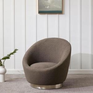 SAFAVIEH Couture Pippa Faux Lamb Wool Swivel Chair(Dark Grey/Silver)