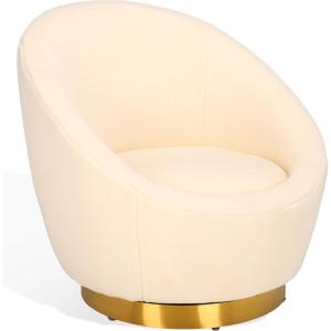 SAFAVIEH Couture Pippa Faux Lamb Wool Swivel Chair(Ivory/Gold)
