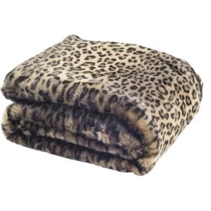 SAFAVIEH Faux Black Leopard Throw Blanket, 50″x60″(Leopard)