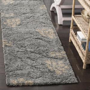 SAFAVIEH Florida Shag Collection Area Rug – 5’3″ x 7’6″, Smoke & Beige, Floral Design, Non-Shedding & Easy Care, 1.2-inch Thick Ideal for High Traffic Areas in Living Room, Bedroom (SG464-7913)(Grey/Beige)