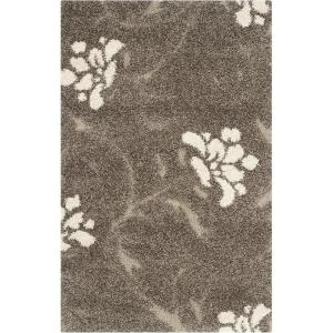 SAFAVIEH Florida Shag Collection Area Rug – 5’3″ x 7’6″, Smoke & Beige, Floral Design, Non-Shedding & Easy Care, 1.2-inch Thick Ideal for High Traffic Areas in Living Room, Bedroom (SG464-7913)(Smoke/Beige)
