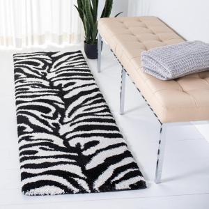 SAFAVIEH Florida Shag Collection Area Rug – 8’6″ x 12′, Ivory & Black, Zebra Print Design, Non-Shedding & Easy Care, 1.2-inch Thick Ideal for High Traffic Areas in Living Room, Bedroom (SG452-1290)(Ivory/Black)