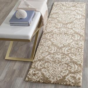 SAFAVIEH Florida Shag Collection Area Rug – 8’6″ x 12′, Smoke & Beige, Damask Design, Non-Shedding & Easy Care, 1.2-inch Thick Ideal for High Traffic Areas in Living Room, Bedroom (SG460-7913)(Beige/Cream)