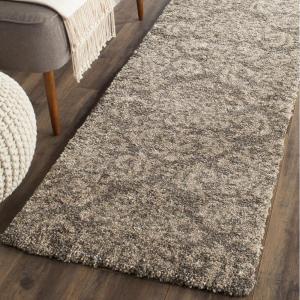 SAFAVIEH Florida Shag Collection Area Rug – 8’6″ x 12′, Smoke & Beige, Damask Design, Non-Shedding & Easy Care, 1.2-inch Thick Ideal for High Traffic Areas in Living Room, Bedroom (SG460-7913)(Smoke/Beige)