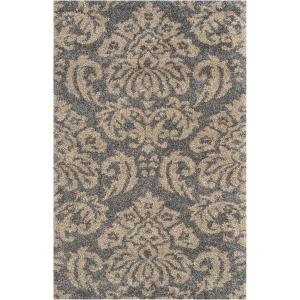 SAFAVIEH Florida Shag Collection Area Rug – 8’6″ x 12′, Smoke & Beige, Damask Design, Non-Shedding & Easy Care, 1.2-inch Thick Ideal for High Traffic Areas in Living Room, Bedroom (SG460-7913)(Grey/Beige)