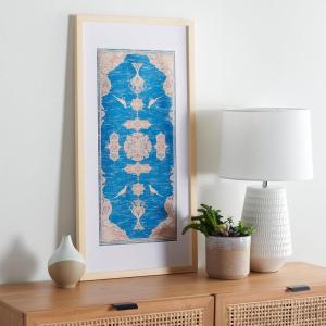 SAFAVIEH Home Collection Chartrelle Blue/Pink 14 x 29-inch Boho Chic Wood Framed Textile Wall Art for Bedroom, Living Room, Foyer, Dining Area, Entryway