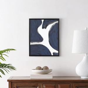 SAFAVIEH Home Collection Petrichor Midnight Blue/Ivory 16 x 20-inch Modern Abstract Framed Wall Art for Bedroom, Living Room, Foyer, Dining Area, Entryway