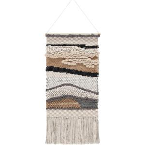 SAFAVIEH Home Collection Sedona Saraj Boho Tribal Ivory/Grey Wool & Jute Woven Tapestry Hanging Wall Art