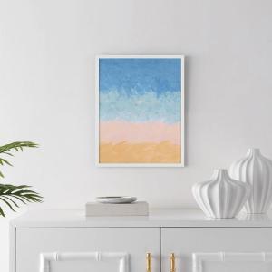 SAFAVIEH Home Collection Shoreline Light Blue/Sand 16 x 20-inch Abstract Framed Wall Art for Bedroom, Living Room, Foyer, Dining Area, Entryway