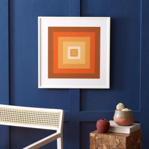 SAFAVIEH Home Collection That 70’s Glow Golden Brown/Orange 24-inch Square Modern Geometric Framed Wall Art for Bedroom, Living Room, Foyer, Dining Area, Entryway