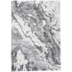 SAFAVIEH Horizon Shag Collection Area Rug – 6′ x 9′, Grey & Blue, Modern Abstract Design, Non-Shedding & Easy Care, 2-inch Thick Ideal for High Traffic Areas in Living Room, Bedroom (HZN890G)(Grey/Ivory)