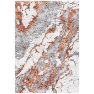 SAFAVIEH Horizon Shag Collection Area Rug – 6′ x 9′, Grey & Blue, Modern Abstract Design, Non-Shedding & Easy Care, 2-inch Thick Ideal for High Traffic Areas in Living Room, Bedroom (HZN890G)(Grey/Rust)