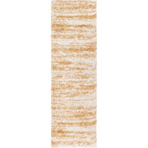 SAFAVIEH Hudson Shag Collection Area Rug – 6′ x 9′, Ivory & Beige, Modern Design, Non-Shedding & Easy Care, 2-inch Thick Ideal for High Traffic Areas in Living Room, Bedroom (SGH206B)(Ivory/Gold)