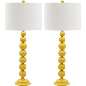 SAFAVIEH Lighting Collection Jenna Modern Contemporary Orange Stacked Ball 32-inch Bedroom Living Room Home Office Desk Nightstand Table Lamp Set of 2 (LED Bulbs Included)(Yellow – Set of 2)
