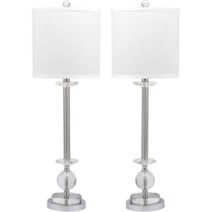 SAFAVIEH Lighting Collection Marla Modern Crystal Candlestick 31-inch Bedroom Living Room Home Office Desk Nightstand Table Lamp Set of 2 (LED Bulbs Included)