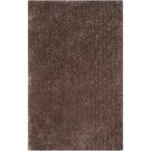 SAFAVIEH Luxe Shag Collection Area Rug – 5′ x 8′, Ivory, Handmade Glam, 3.2-inch Thick Ideal for High Traffic Areas in Living Room, Bedroom (SGX160A)(Brown)