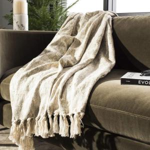 SAFAVIEH Peppin Metallic Throw Blanket, Natural/Gold