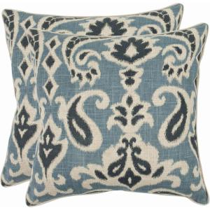 SAFAVIEH Pillow Collection 22-Inch Paisley Pillow, Blue and Grey, Set of 2(Blue)