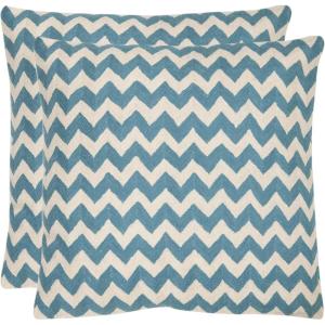 SAFAVIEH Pillows Collection Striped Taelea Decorative Pillow, 18-Inch, Navy Blue, Set of 2(Blue Rain)