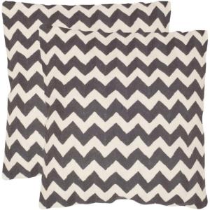 SAFAVIEH Pillows Collection Striped Taelea Decorative Pillow, 18-Inch, Navy Blue, Set of 2(Charcoal)