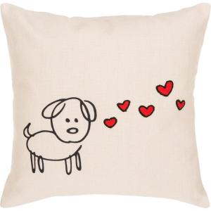 SAFAVIEH Puppy Love Throw Pillow, Cream/Red