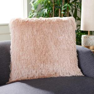 Safavieh Cali Shag Throw Pillow, Silver(Blush)