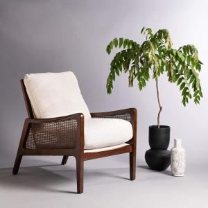Safavieh Couture Home Moretti Mid-Century Oatmeal Linen Accent Chair(Oatmeal)