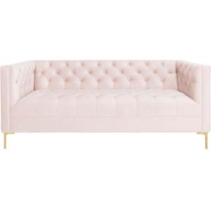 Safavieh Couture Home Vydia Glam Blush Pink Velvet and Gold Tufted Sofa(Blush/Gold)