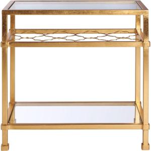 Safavieh Home Collection Hanzel Silver Leaf Glass Side Table(Gold / Glass)