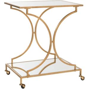 Safavieh Home Collection Ignatius Silver Bar Cart(Gold / Mirror)
