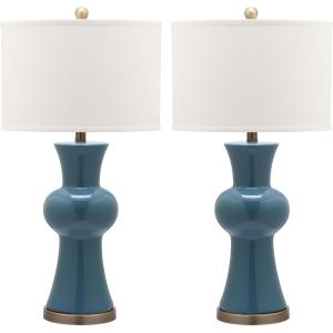Safavieh Lighting Collection Lola Column Orange Table Lamp, Set of 2(Blue – Set of 2)