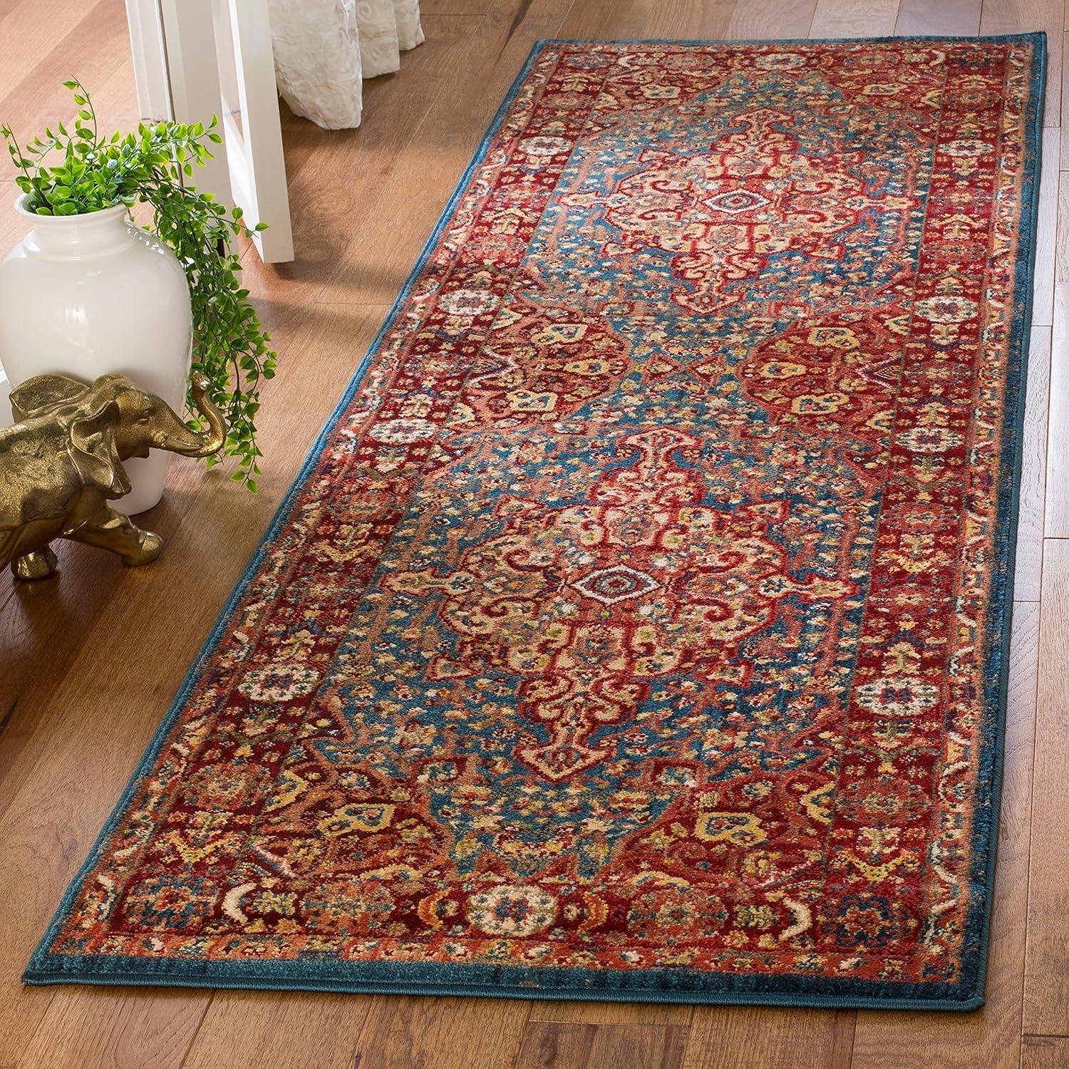 image:imageSAFAVIEH Area Rug 8x10 Kashan Collection Large Blue amp Red Traditional Oriental Design NonShedding amp Easy Cleaning Ideal for Living Room Bedroom Office Dining Space KSN305ARedIvory