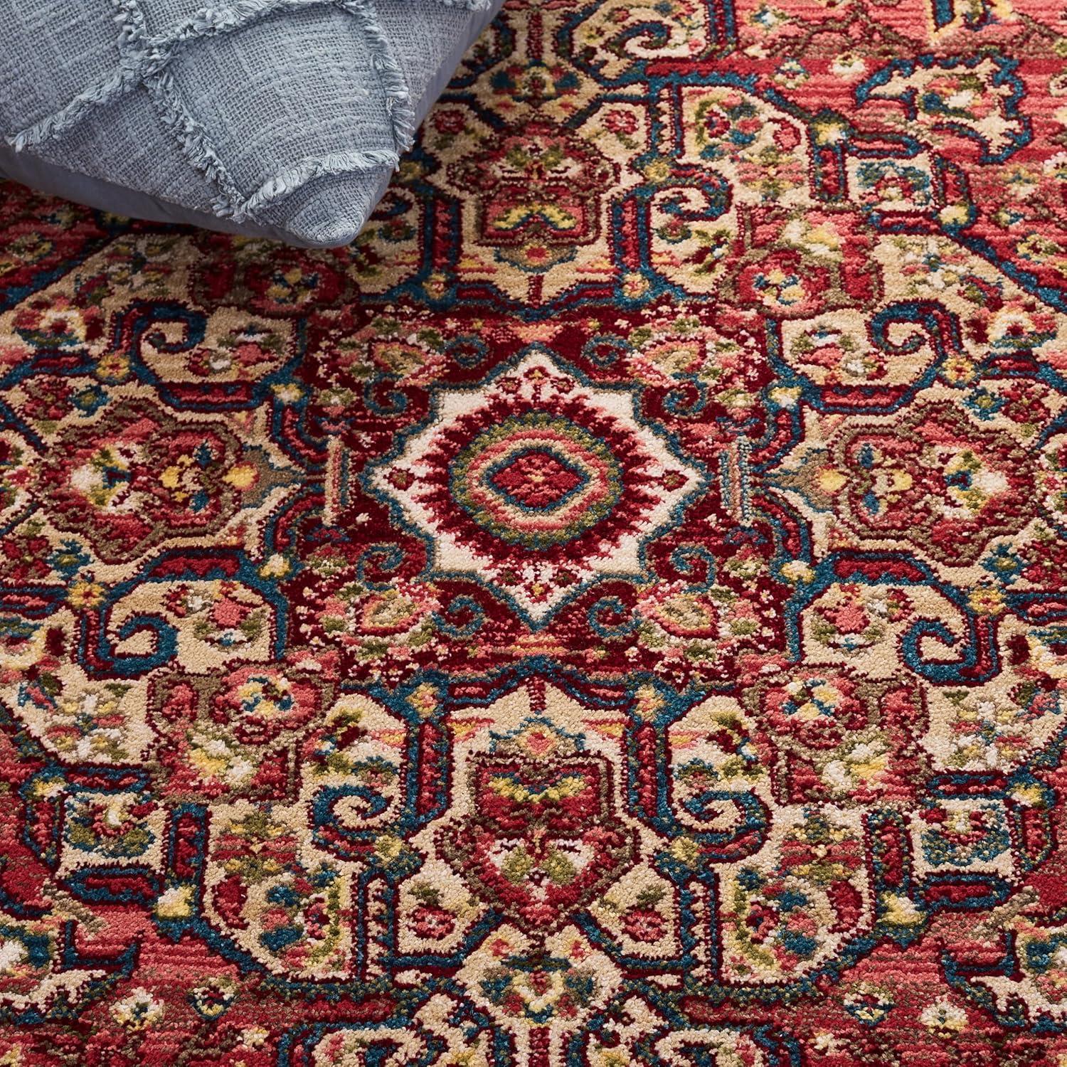 image:imageSAFAVIEH Area Rug 8x10 Kashan Collection Large Blue amp Red Traditional Oriental Design NonShedding amp Easy Cleaning Ideal for Living Room Bedroom Office Dining Space KSN305ARedIvory