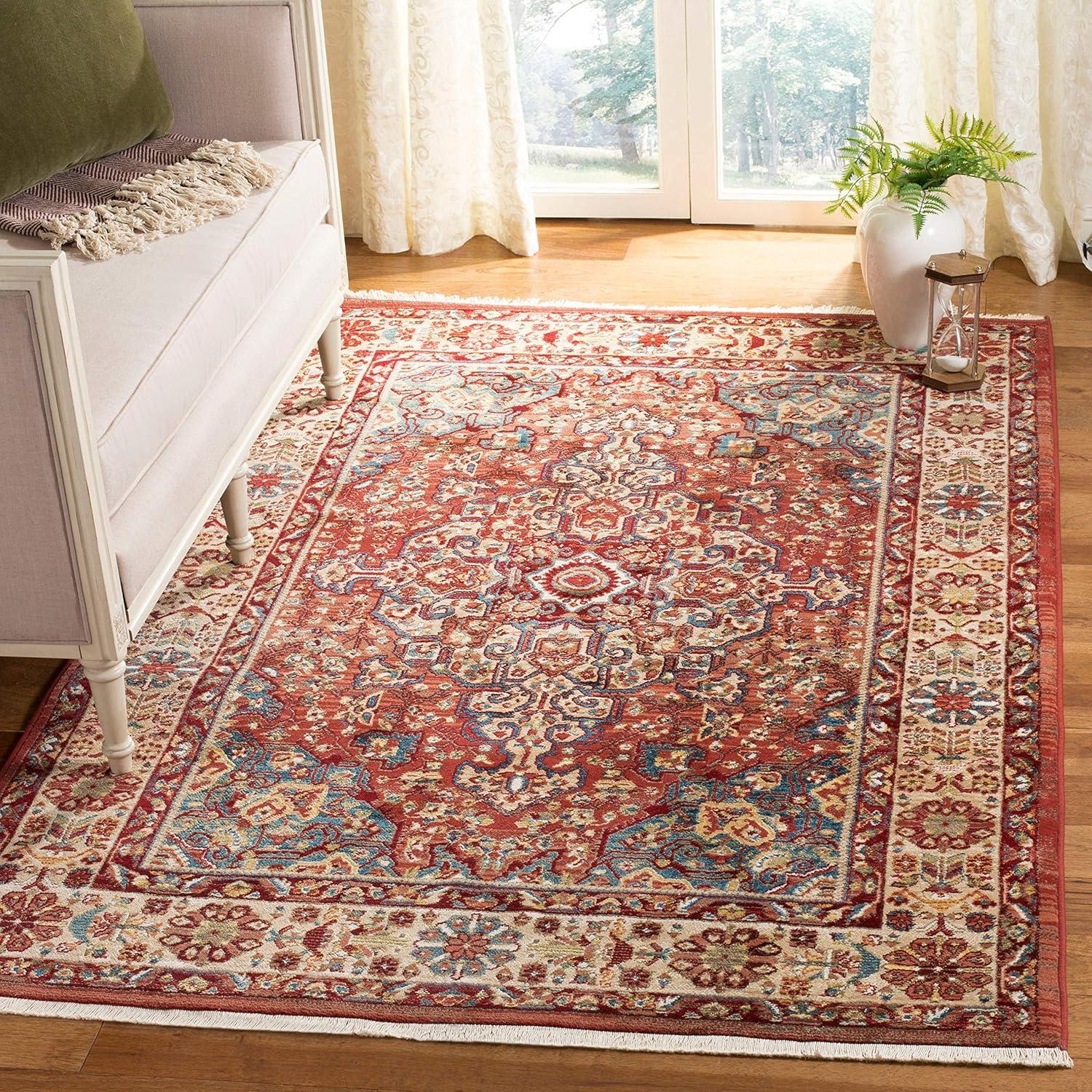 image:imageSAFAVIEH Area Rug 8x10 Kashan Collection Large Blue amp Red Traditional Oriental Design NonShedding amp Easy Cleaning Ideal for Living Room Bedroom Office Dining Space KSN305ARedIvory